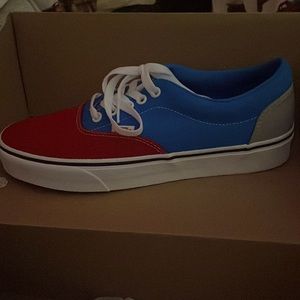 red/blue/gray vans not worn
